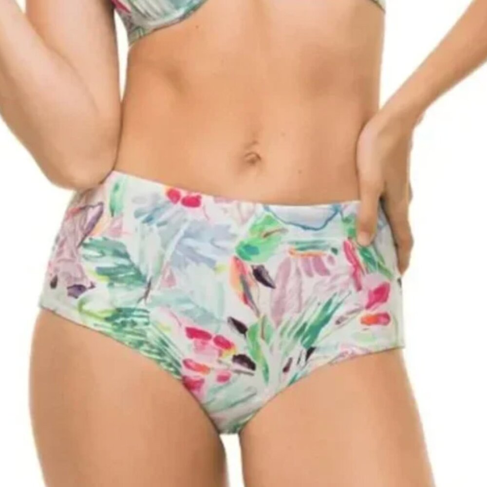 NWT Anthropologie Estivo Watercolour Print High Waist Bikini Bottom Sz M
